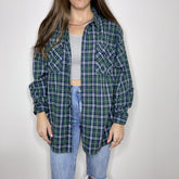 Denim Jacket - XL - Green/Navy Flannel - 4 DOTS